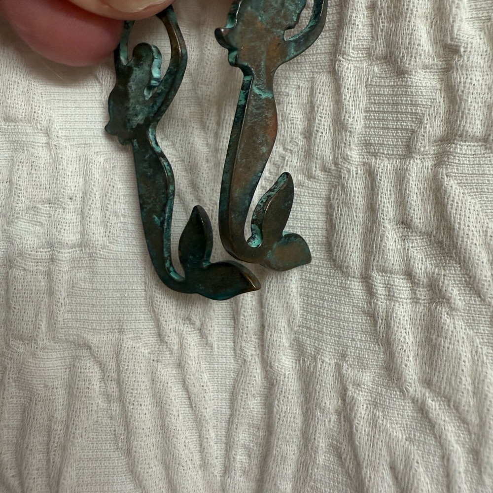 Vintage Mermaid copper earrings